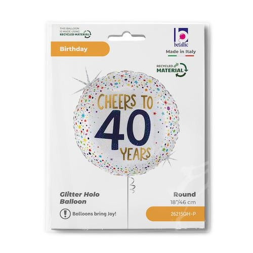 18"/Ø46cm Folienballon "Cheers to 40 Years"