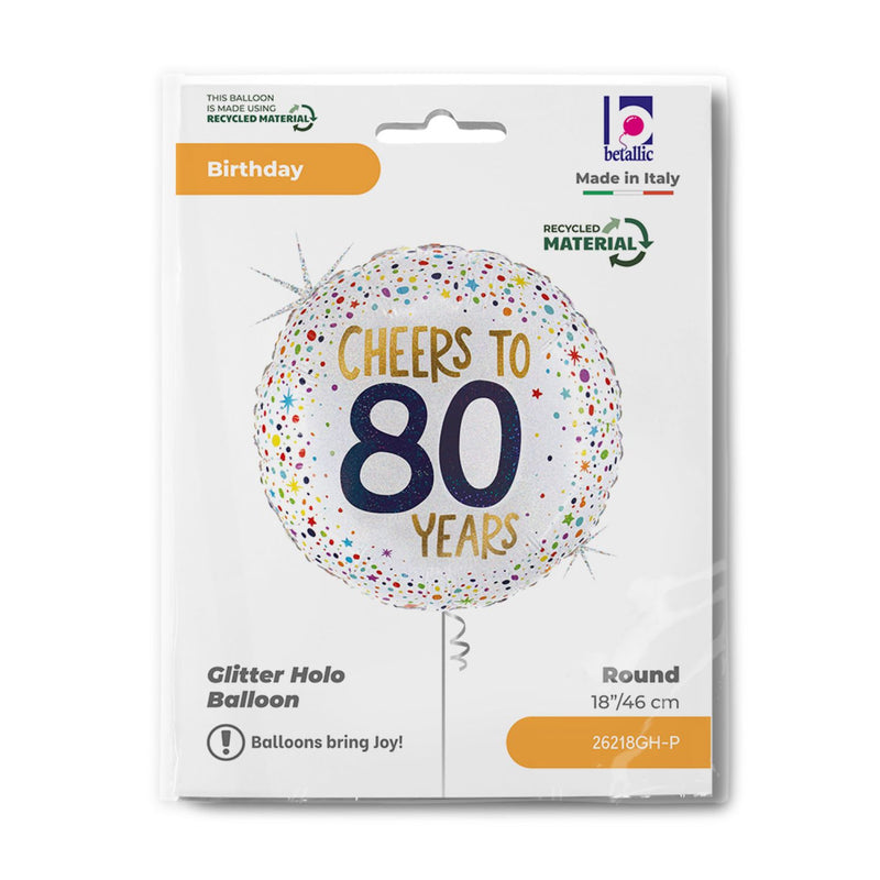 18"/Ø46cm Folienballon "Cheers to 80 Years"