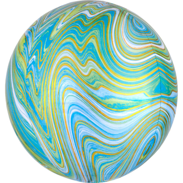 3D Orbz Folienballon "Marblez" Blau Grün | 38 x 40 cm