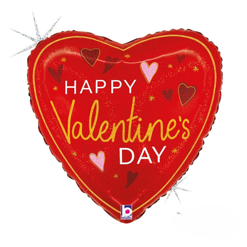 18"/Ø46cm Herz Folienballon "Happy Valentines Day" | Rot