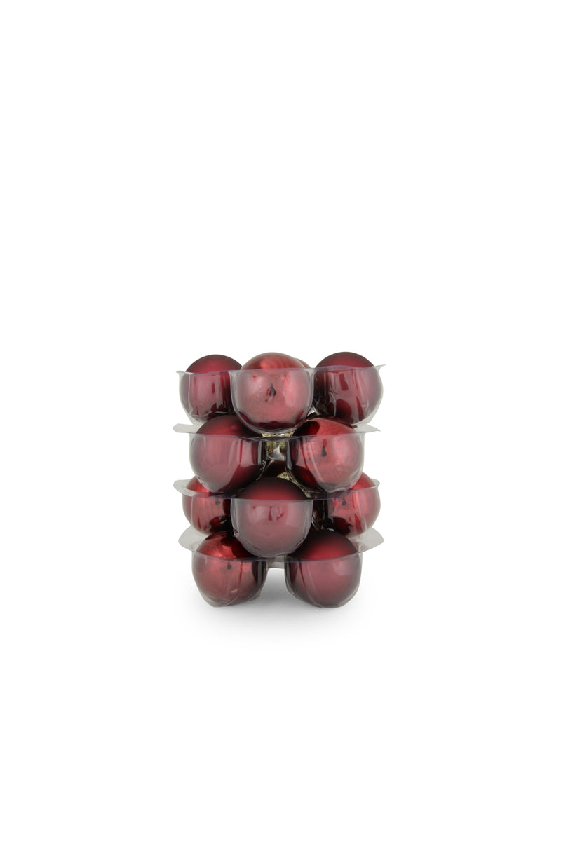 Weihnachtskugeln aus Glas | Ø 4 cm | 16er Set in Burgund Rot | 26424