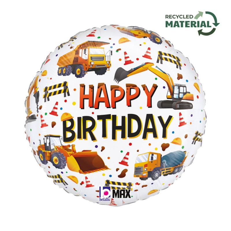 18"/Ø46cm Folienballon Baustelle "Happy Birthday"
