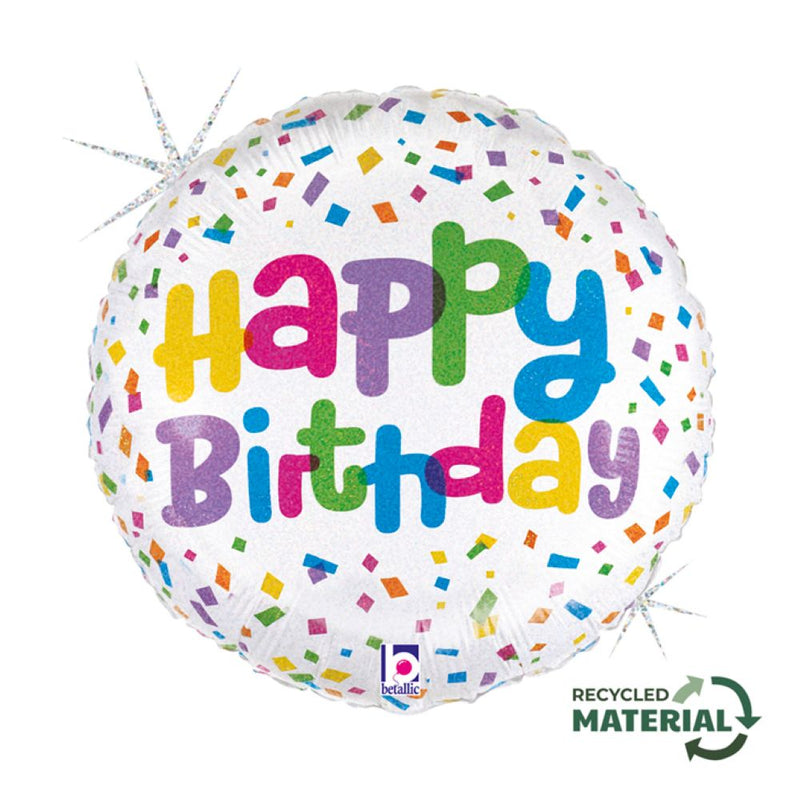 18"/Ø46cm Folienballon Confetti "Happy Birthday"