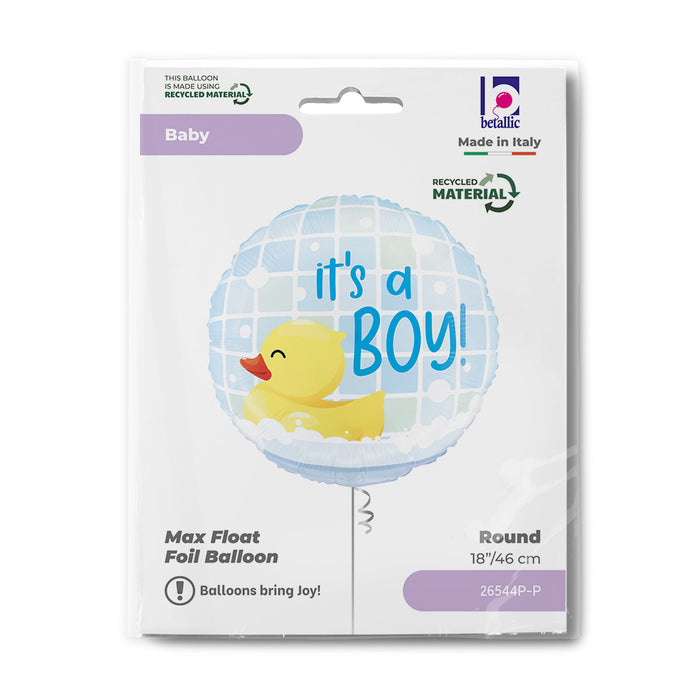 ABC18 Folienballon Ente "It's a Boy"  | Ø 46 cm Babyparty Dekoration