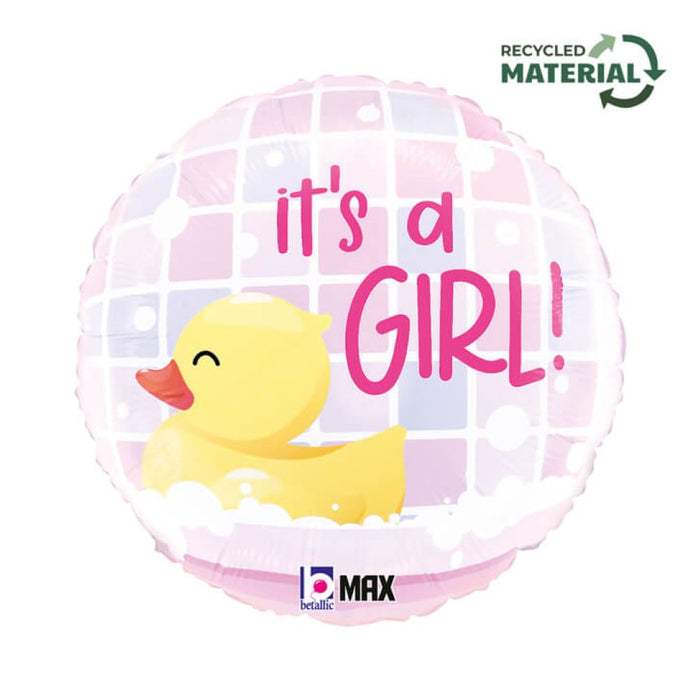 ABC18 Folienballon Ente "ItÂ´s a Girl"  | Ø 46 cm