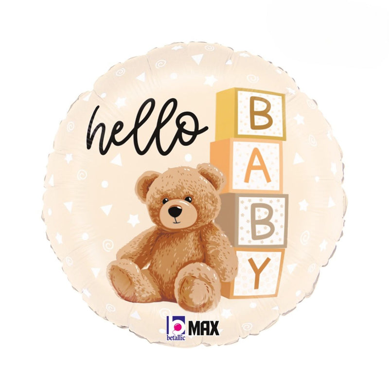 18"/Ø46cm Folienballon Teddy Bär "Hello Baby"