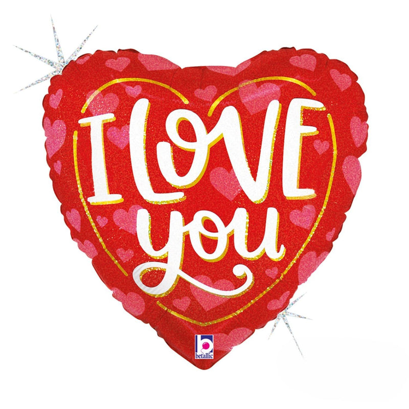 18"/Ø46cm Herz Folienballon "I Love you" Holografisch