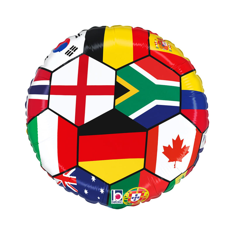 18"/Ø46cm Folienballon Fußball Länder