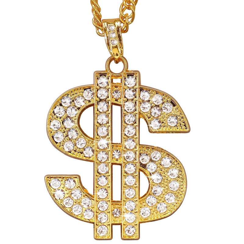 Strass Dollar Halskette 65 cm | Gold