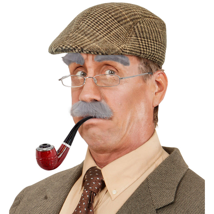 "Alter Mann" Kostüm-Set 6-tlg. | Grau Braun Rot