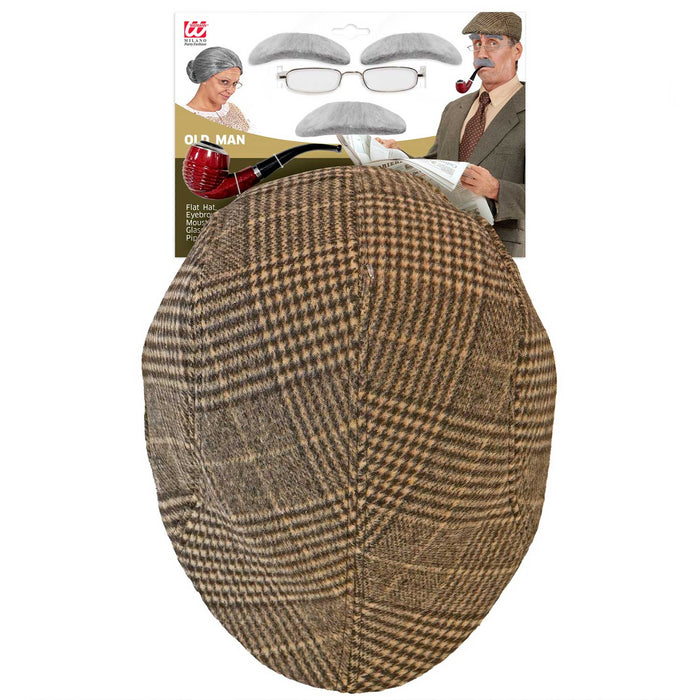 "Alter Mann" Kostüm-Set 6-tlg. | Grau Braun Rot