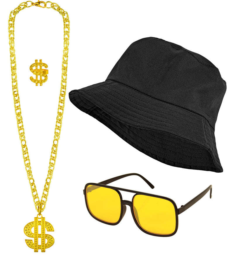 90er Jahre HIP HOP Kostümset | Schwarz Gold