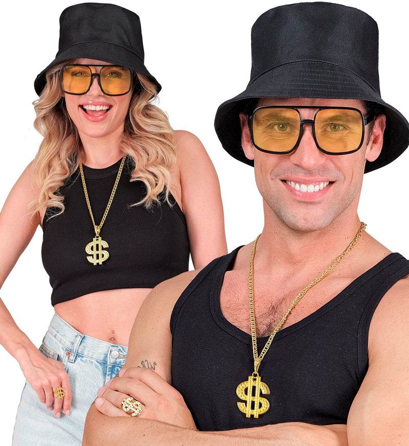 90er Jahre HIP HOP Kostümset | Schwarz Gold