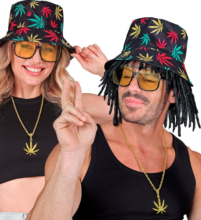 90er Jahre HIP HOP Kostümset "Marihuana" | Schwarz Bunt
