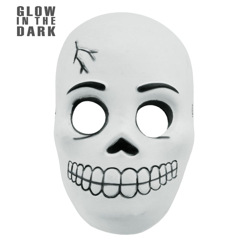 Halloween Maske "Totenkopf" für Kinder im Dunkeln leuchtend | Weiß Schwarz