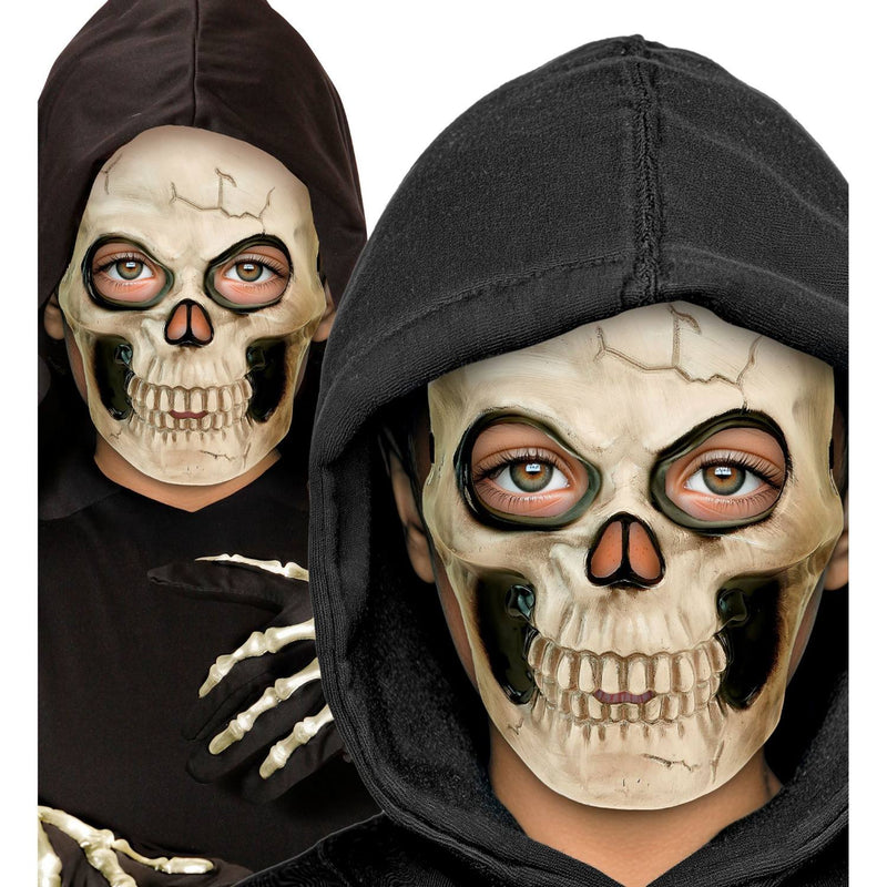 Halloween Maske "Totenkopf" für Kinder | Knochenfarbe Schwarz