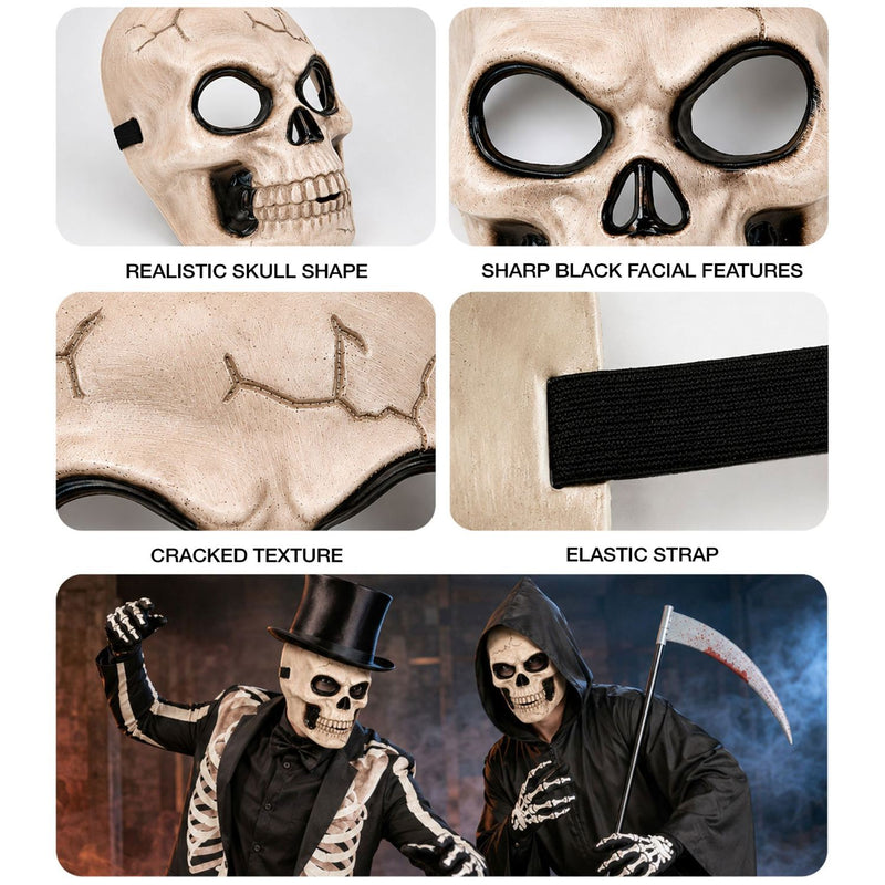 Halloween Maske "Totenkopf" | Knochenfarbe Schwarz