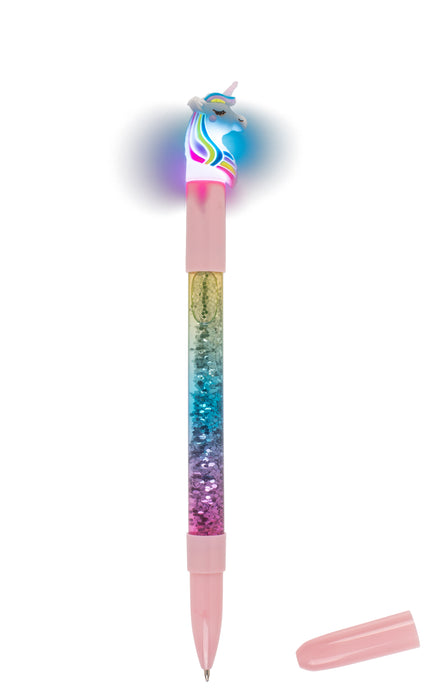 Kugelschreiber Einhorn mit Glitter und farbwechselnder LED