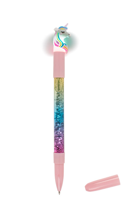 Kugelschreiber Einhorn mit Glitter und farbwechselnder LED