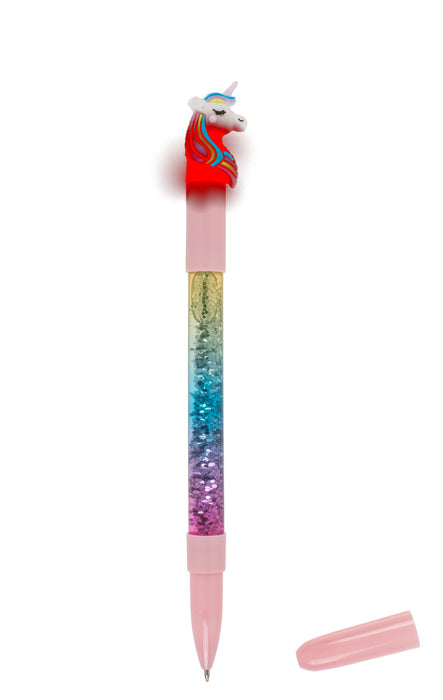 Kugelschreiber Einhorn mit Glitter und farbwechselnder LED