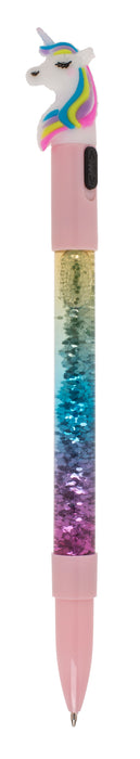 Kugelschreiber Einhorn mit Glitter und farbwechselnder LED