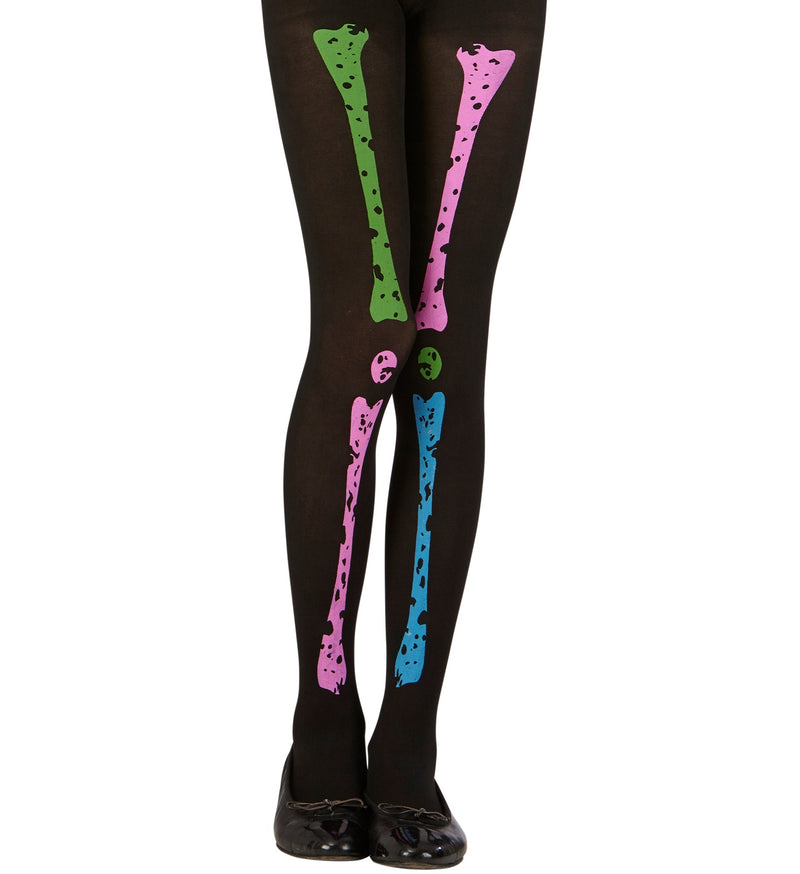 Skelett Strumpfhose für Kinder 70 DEN | Neon