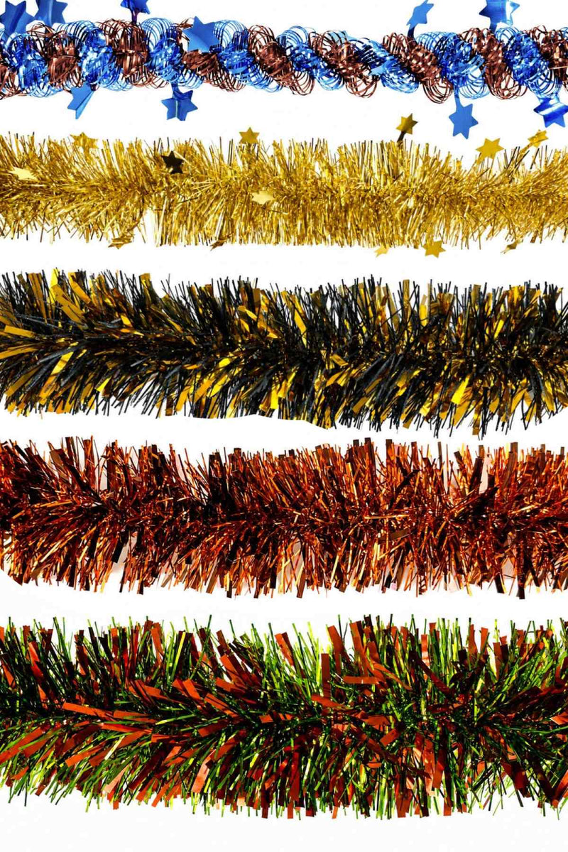 Weihnachtsdekoration Girlande Lametta Weihnachtsbaum Tannenbaum 2m | Rot/Blau/Kupfer