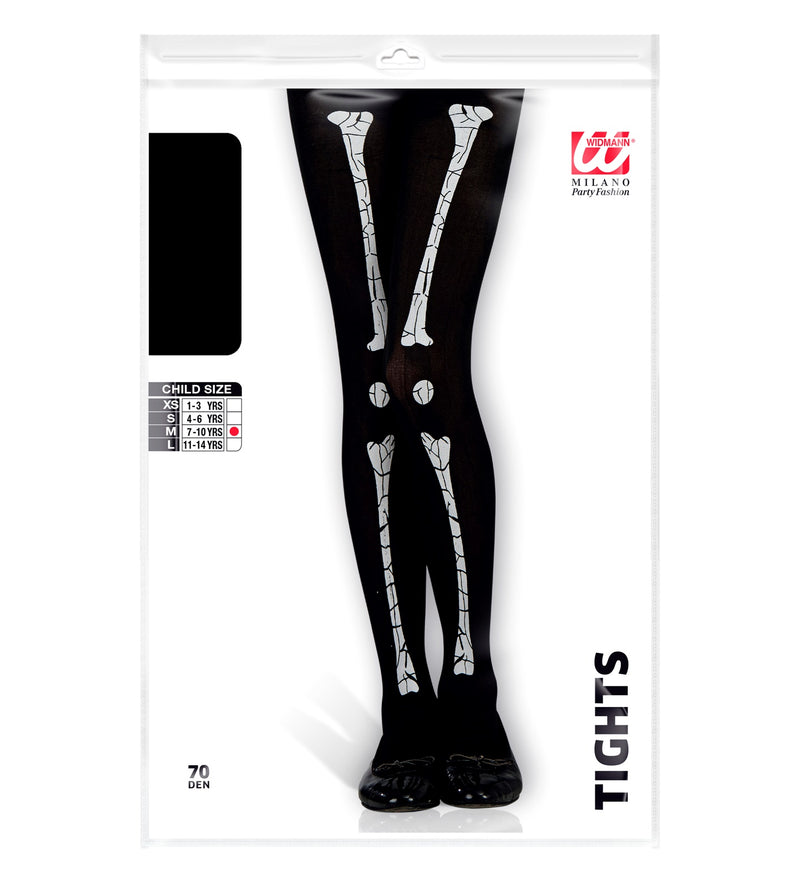 Skelett Strumpfhose für Kinder 70 DEN | Schwarz Weiß