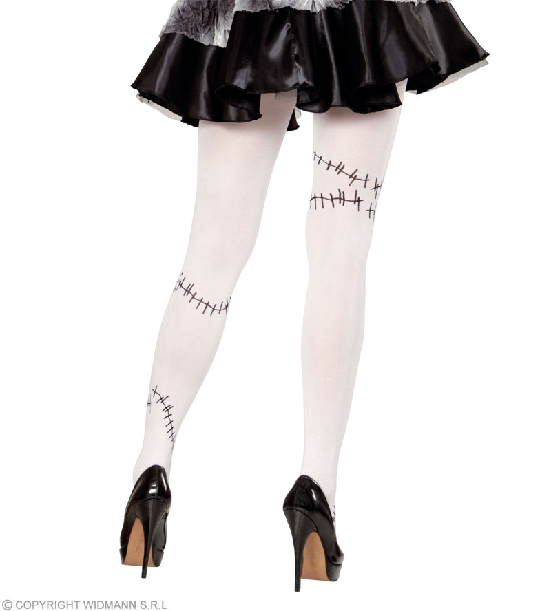 Monster Braut Strumpfhose für Damen mit Narben - 40 DEN | Weiß
