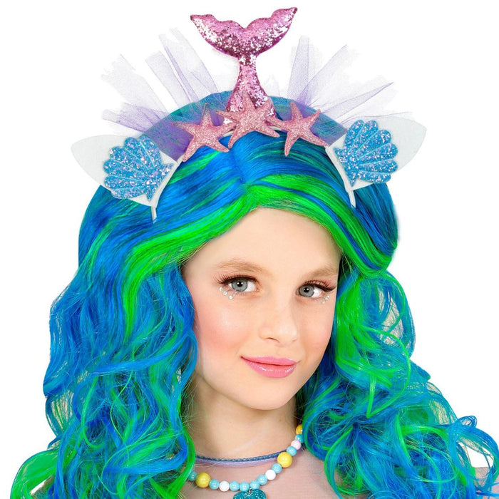 Haarreif Meerjungfrau mit Seesternen und Glitzer | Rosa