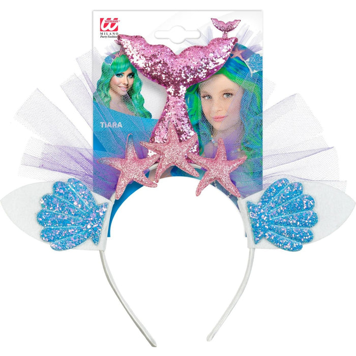 Haarreif Meerjungfrau mit Seesternen und Glitzer | Rosa