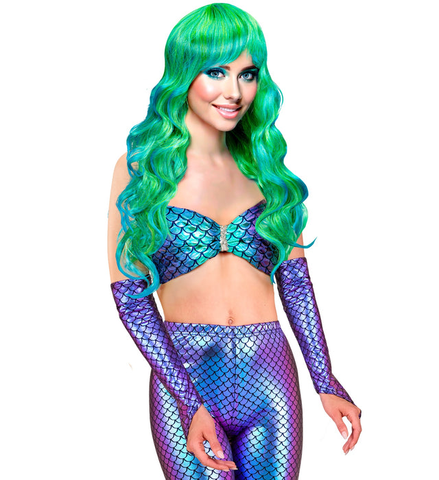 Meerjungfrau Handschuhe | Blau Schillernd