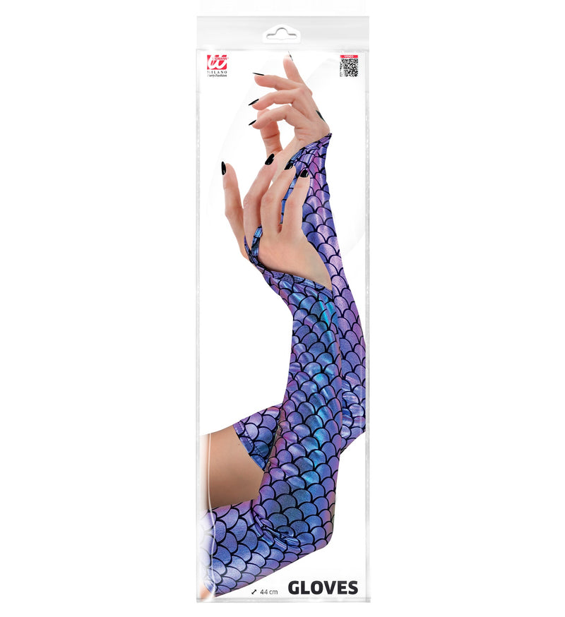 Meerjungfrau Handschuhe | Blau Schillernd