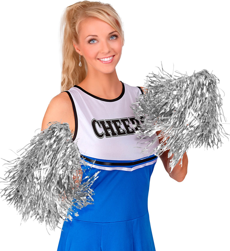 Cheerleader Pompon 2 Stück | Metallic Silber