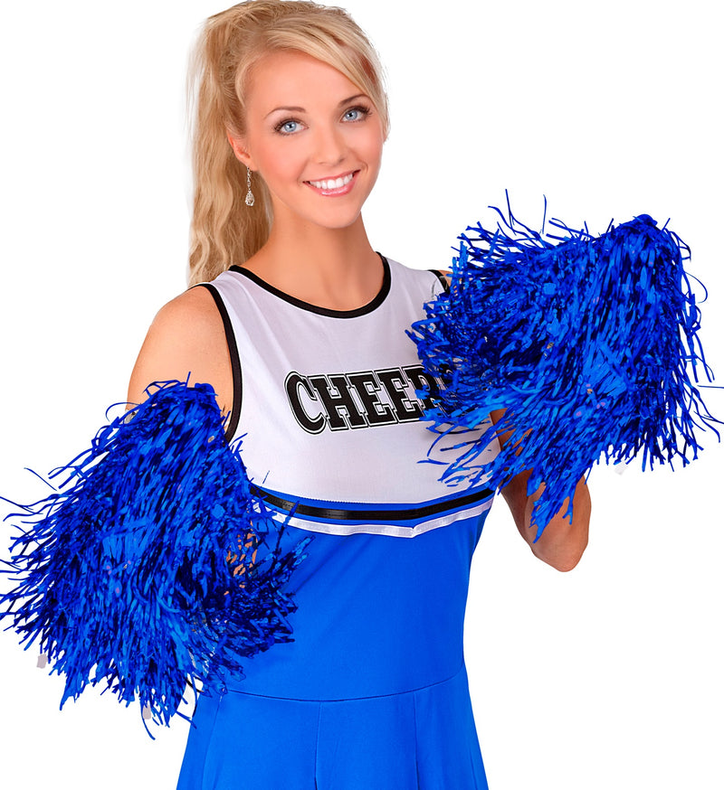 Cheerleader Pompon 2 Stück | Metallic Blau