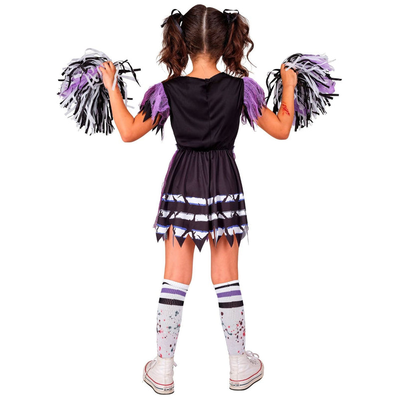 Kostüm "Zombie Cheerleader" für Mädchen | Kleid, Strümpfe, Pompon