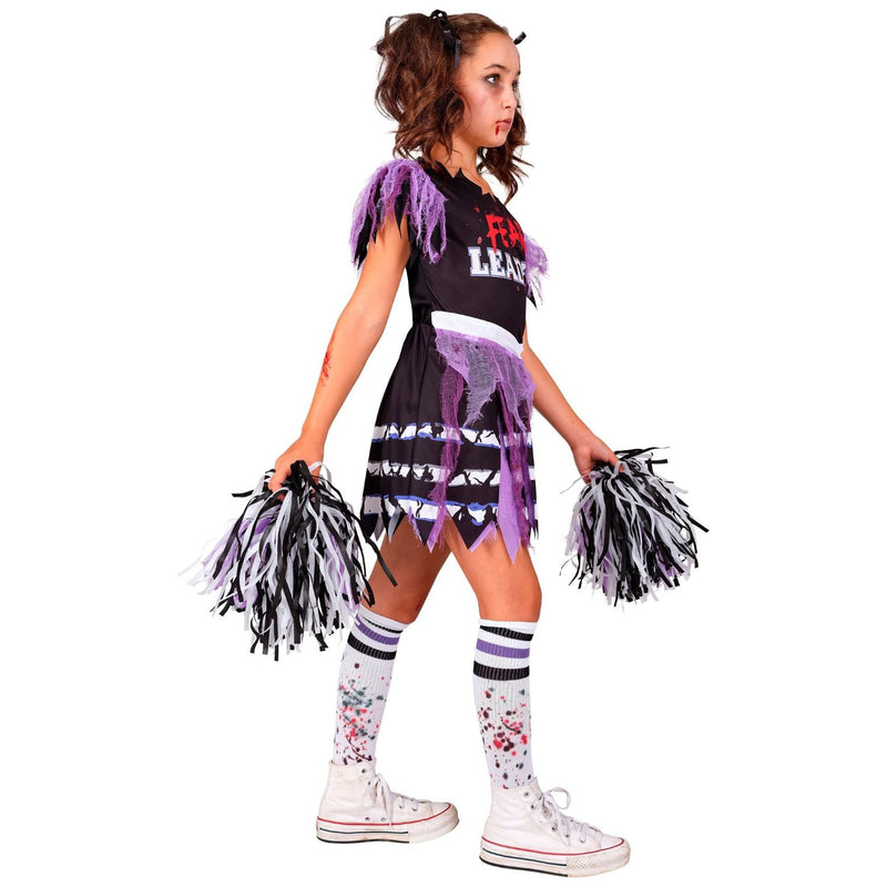 Kostüm "Zombie Cheerleader" für Mädchen | Kleid, Strümpfe, Pompon