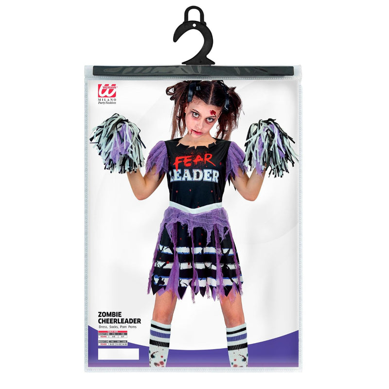 Kostüm "Zombie Cheerleader" für Mädchen | Kleid, Strümpfe, Pompon