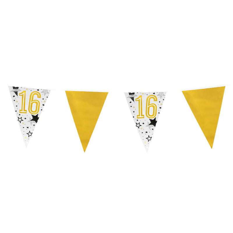 "Happy Birthday" Wimpelkette 30x20cm, 6m | Gold #16