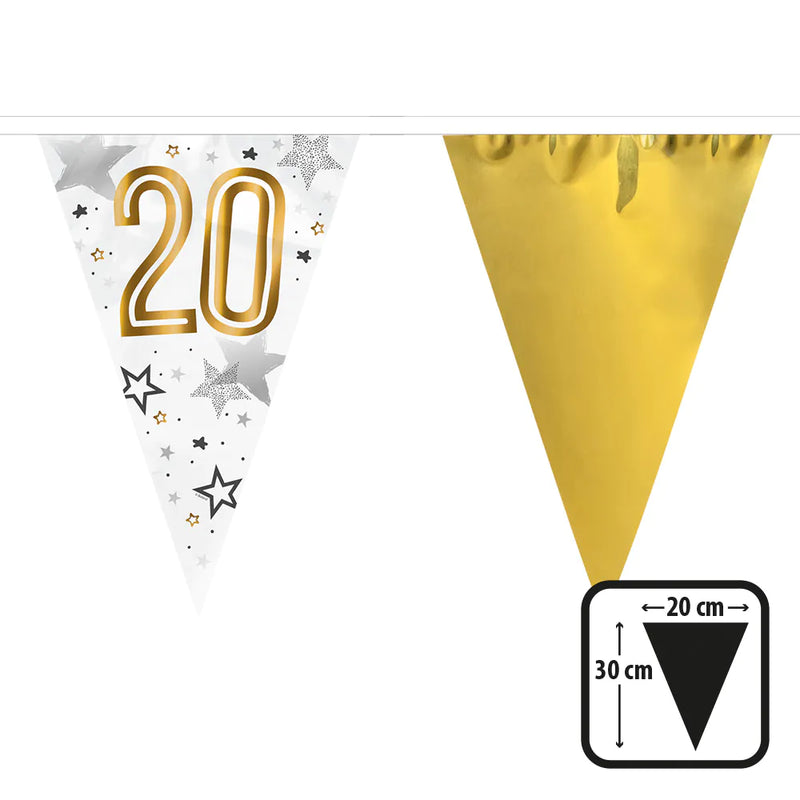 "Happy Birthday" Wimpelkette 30x20cm, 6m | Gold #20