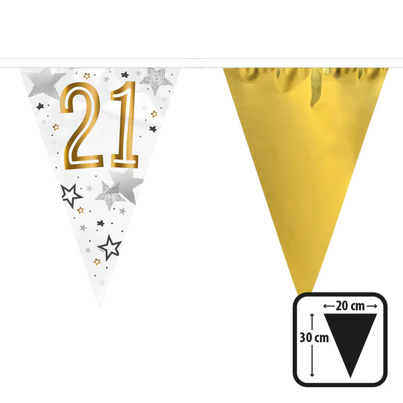 "Happy Birthday" Wimpelkette 30x20cm, 6m | Gold #21