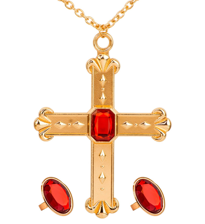 Kardinal Set | Halskette mit Kreuz und 2 Ringe