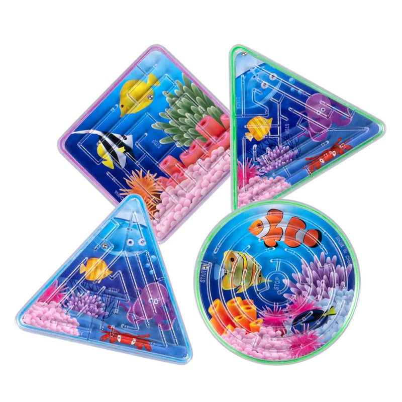 Favours Set Labyrinth-Spiele Fisch 6,5x6,5 cm | 4 Stück