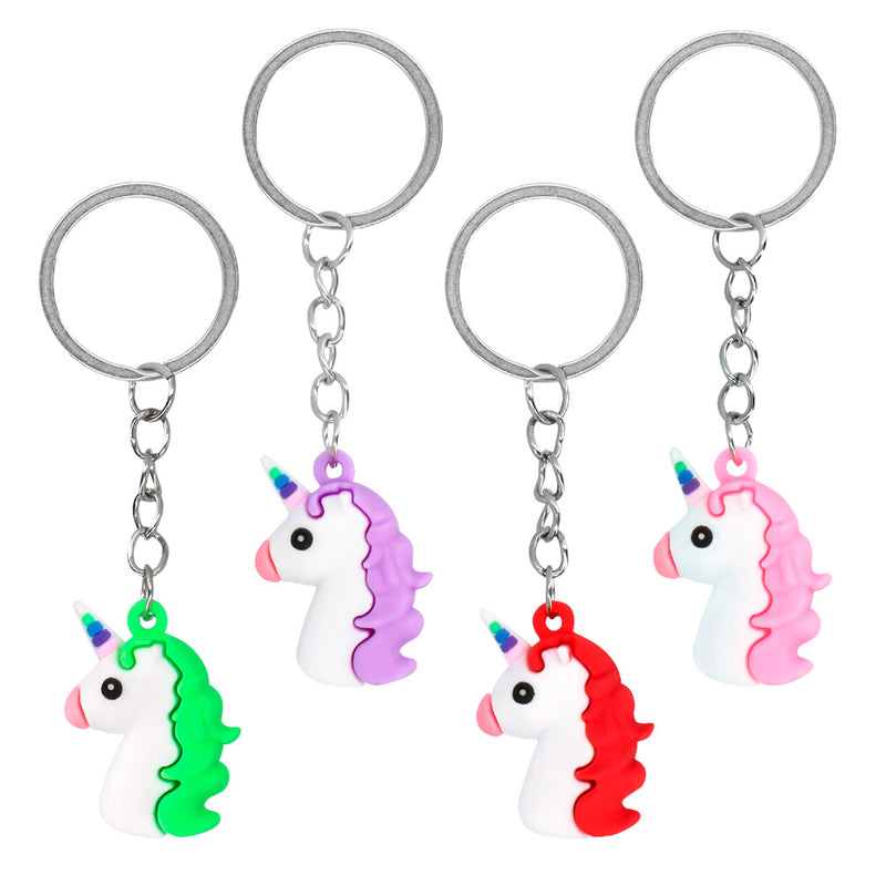 4 Schlüsselanhänger "Einhorn" | Weiß Bunt - Mitgebsel Kindergeburtstag