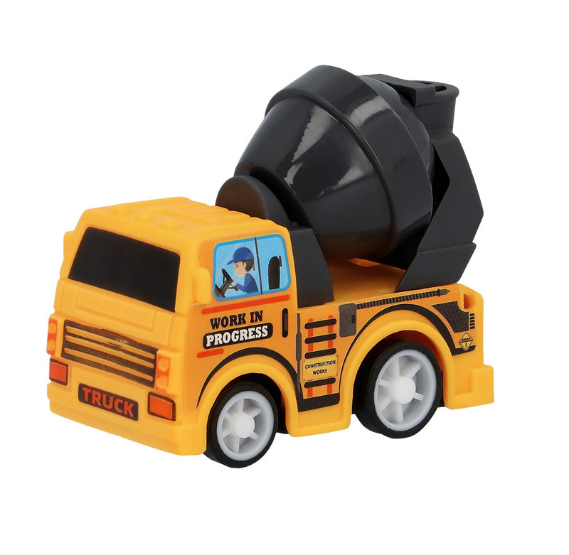 4 Rückzugs-Bauwagen | 5,5 x 3 cm - Kindergeburtstag Mitgebsel Geschenk