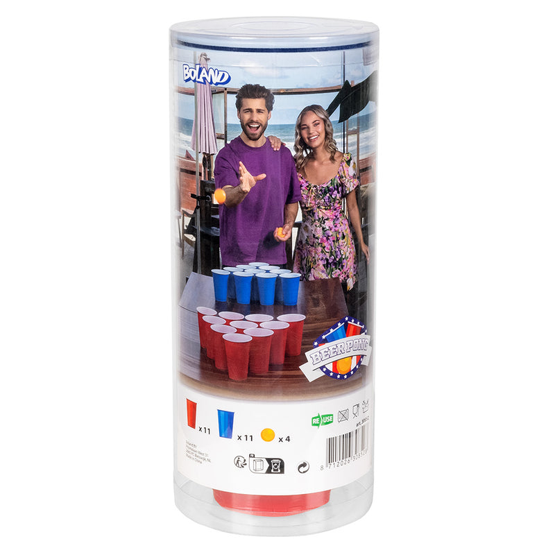 Party Trinkspiel "Beer Pong" | 22 Becher + 4 Bälle