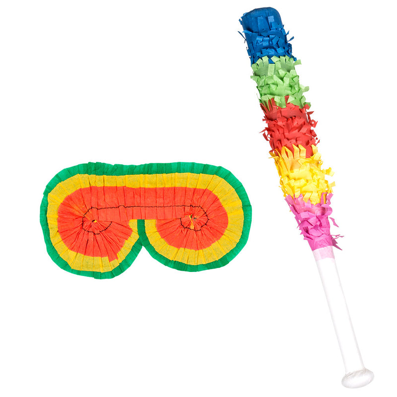 Pinata Zubehör Set | Maske + Schlagstock 43cm