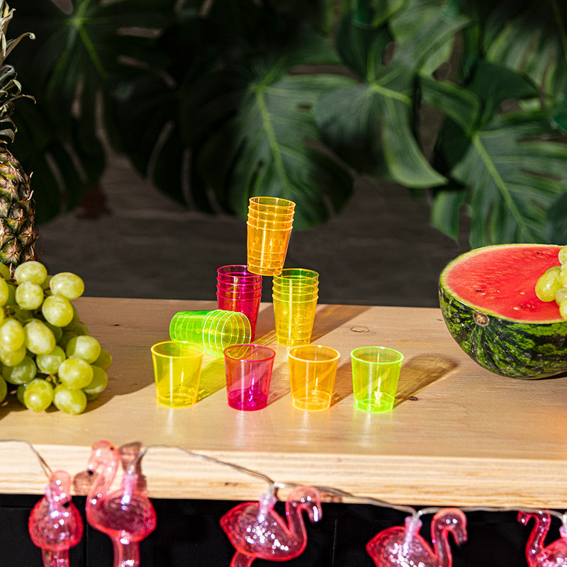 20 Kunststoff Schnappsgläser | Neon