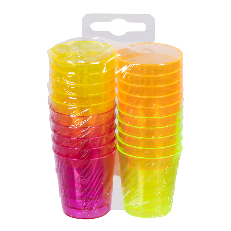20 Kunststoff Schnappsgläser | Neon
