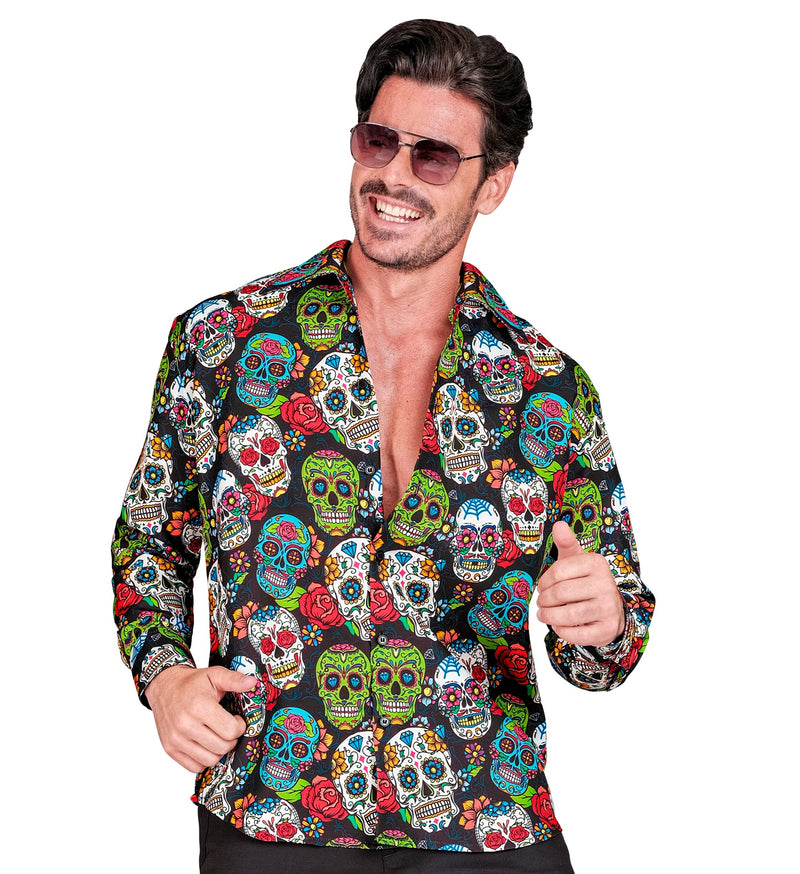 Halloween Hemd "Dia de los muertos" | Mehrfarbig - Herren Kostüm